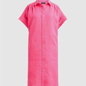 Pink Linen Button-Up Dress